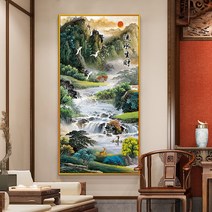 풍경 현관 사무실 흐르는물 금전운 보석십자수 재료, 80X160CM