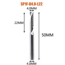 1pc AAAAA 3D CNC 라우터 비트 조각 3.175 /4/6 생크 단일 플루트 밀링 커터 나선형 엔드 밀 목공 알루미늄, SP1F-D4.0-L22