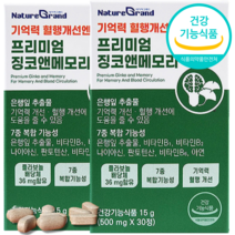 식약처인증 기억력 혈행개선 프리미엄 징코 앤 메모리 기억력 기능 추천, 2개, 30정