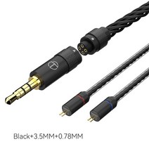 TRN T2 PRO 16 코어 실버 도금 HIFI 업그레이드 케이블 3.5/2.5/4.4mm 플러그 MMCX/2Pin TRN KZ CCA 이어폰, 3.5 black 0.78