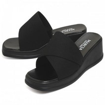 마르시아천 블랙 여성사무실슬리퍼 실내화 통굽