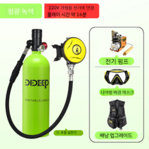 스쿠버 다이빙 산소통 휴대용 장비 탱크 소형 스킨스쿠버 호흡기 실린더 미니산소통 스노클링, 단일전기펌프패키지--녹색