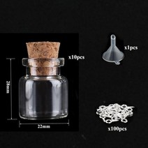 [케이로] 473119 코르크 마개가 있는 소형 미니 유리병 항아리 100 개 아이 나사 및 1 작은 깔때기 DIY 보석 만들기 5-10, 4ml-22x28mm set