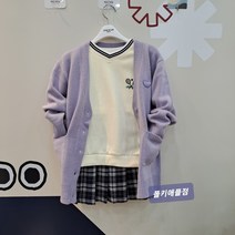 폴햄키즈 오버핏 브이넥 버튼 가디건 여학생 멋스러운코디 간절기 주니어