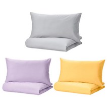 [이케아] NATTSVARMARE 낫스베르마레 이불커버1개 200x230cm+베개커버2개, 색상:라이트그레이_005.293.17