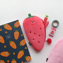 핑크풋 딸기통통필통 레드1개 야채필통 채소필통 과일필통 당근 가지 선인장 딸기