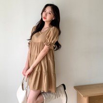 린다샵 고링미 캉캉 스트랩 반팔 미니 원피스-OPS7817K26