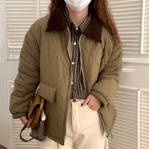 스타일아유 물결 퀄팅 숏패딩 자켓 코듀로이 골덴 카라 야상 미디 롱 퀼팅 누빔 패딩 점퍼 아우터