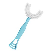THE WAROOM SHOP U 모양 아이 아기 실리콘 칫솔 귀여운 케어 구강 캐비티 부드럽게 그립 360 클렌징, 미니, 플라스틱 실리콘, 6~12세 파란색
