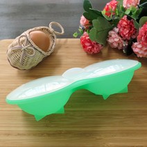 땡글이하우스 실리콘 전자레인지 에그메이커 계란후라이 계란반숙기, 그린, 1개