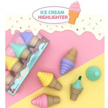 아이스크림 형광펜 4입 야광펜, 단품