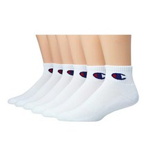 Champion 남성용 더블 드라이 모이스처 위킹 로코 발목 양말 블랙 6켤레 6-12, White (6 Pack)