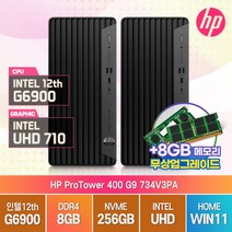 HP ProTower 400 G9 734V3PA 인텔 12세대 G6900 미들타워 사무용 데스크탑 PC, 메모리 8GB/SSD 256GB, 윈도우11 홈 설치, 램8G무상업그레이드