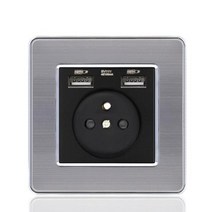 패널 전원 소켓 플러그 유럽 표준 110V-250V 듀얼 USB 충전동 포트 모바일, 01 110-250V_01 FR, 05 05 Stainless steel