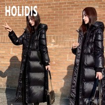 HOLIDIS 여성 롱 핫픽스 후드 패딩 롱패딩 코트 웰론 경량 점퍼 겨울 코트 다운 코트 빅사이