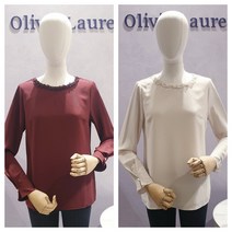 올리비아 로렌 (가격인하)여성스런 프릴넥 봄가을 블라우스형 티셔츠