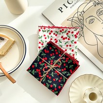 당일출고+무료배송!! 예쁜 손수건 2종세트 여성 순면 자수 레이스 대형 목손수건 에티켓 꽃무늬 국내생산