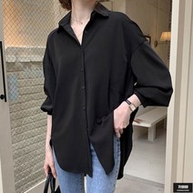 가바바 여성 빅사이즈 블라우스 허리벨트 포인트 루즈핏 긴팔 셔츠 블라우스 G62119