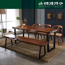 뉴송 우드슬랩 통원목 와이드 식탁 테이블 1400, 투톤
