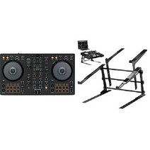 파이오니어 DJ DDJ-FLX4 2-deck 디제잉 디제이 컨트롤러 음향 장비 워크스테이션 PLPTS38 블랙, DJ 컨트롤러 + 노트북 스탠드