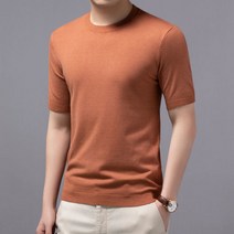 햄슬라이서 대패삼겹살 육절기 고기써는기계 Aiaile-남성용 반팔 스웨터 캐주얼 기본 니트 티셔츠 슬림핏, 06 Caramel_02 M