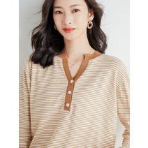 스웨터니트이너셔츠 캐쥬얼 심플 줄무늬 이너티셔츠 여성 이너웨어 와이드 루즈핏 빅사이즈 긴 소매 겨울 가을 3745473398