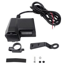 오토바이 듀얼 USB 휴 전화 충전기 3.4A 0-24V 전압 디스플레이 미터 수정 액세서리 방수 스위치, 01 Black