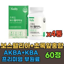 고함량 식약처인증 인도 보스웰리아 초록입 초록잎 홍합 가루 분말 정 캡슐 A KBA 추출물 40대 50대 60대 70대필수 영양 보충 프랑킨센스 치커리 우슬 홈쇼핑 선물 추천, 4통, 60정