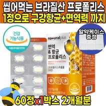 식약처 인증 물없이 씹어먹는 츄어블 온가족 브라질 프로폴리스 폴라보노이드 플라노보이드 아연 면역 면연력 구강 항균 작용 도움 중학생 수험생 청소년 부모님 캔디 가족 환절기 영양제, 60정X1박스(2개월분)