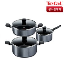 테팔 홈쿡 인덕션 냄비 3종세트, 그레이, 편수 16cm + 양수 24cm + 전골 24cm