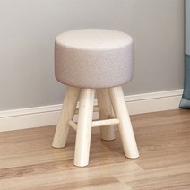 원목 화장대의자 원형 미니 보조 스툴, 라이트그레이