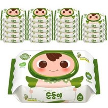 순둥이 로하스 휴대용 아기 물티슈 캡형, 20매, 40팩