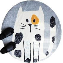 [복슬복슬야옹야옹]원형러그 고양이 동물 캐릭터 러그 단모 카페트