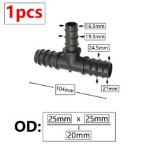 점적호스 점적호스엘보 관수자재 16/20/25mm PE 파이프 가든 워터 커넥터 스트레이트 티 엘보 플러그 감, 18 R