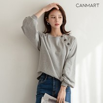 [캔마트]사이드넥버튼맨투맨 C031026 / 라운드 데일리 캐주얼룩