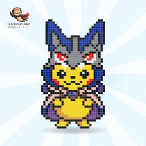 디폼블럭 8mm 포켓몬스터 대형 캐릭터 피카츄 리자몽 메가 드래곤볼 원피스 도안 세트, 2-9.네이비츄