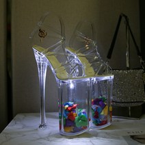 무대 공연 킬힐 26cm 스틸레토 통굽 클리어 크리스탈 클리어 샌들-622514