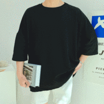 이브컴퍼니 박스 오버핏 망토 7부 사계절 빅사이즈 반팔티셔츠 (813)