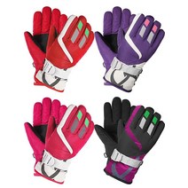 4쌍 아동용 스키 장갑 방풍 따뜻한 유아용 스노우 장갑 조절 가능한 버클 포함, Rose Red Black Purple Red