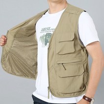 배달대행조끼 오토바이 포켓 망 여름 메쉬 속건 야외 작업 낚시 여행 사진 주머니 카고, 카키색 옷감, m