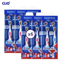 크리오 도라에몽 1단계/2단계/3단계 유아용칫솔 2입 x 택일 6개, 3단계 2입 x 6개