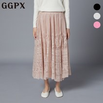 지지피엑스 GGPX 플라워 레이스 밴딩 롱 스커트 GO9SK016F 375535
