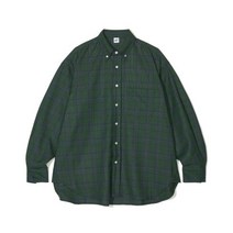 여성 봄 반팔 셔츠 블라우스 파르티멘토 마일드 타탄 체크 A-라인 오버핏 그린 Mild Tartan Check A-Line Overfit Shirts Green