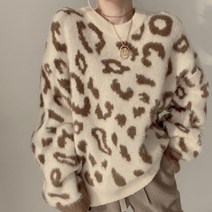 디애이치 4color 오버핏 호피 스웨트 니트