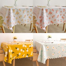 피치플라워 PVC 방수 방오 감성식탁보, 2인용(90X60cm), 레드 피치