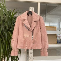 여성 코트 루즈핏 무스탕 진짜 모피 자켓 핑크 시어링 가죽 양모 의류 천연 양피