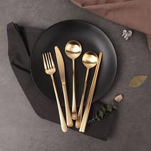 골드문 명품 24K 골드 커트러리 4종 1인세트 선물용 패키지 양식기 세트, 2. 왕 1인세트, 왕