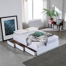 미니피스 3단 무헤드 서랍형 침대 매트리스 포함 싱글 슈퍼싱글 더블 퀸, HP-미니피스 3단 (화이트), 파워본넬자가드