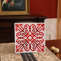 밥그릇 국그릇 신혼 Ltalian-레드 아이언 창 세라믹 식기 세트 8 인치 평면 접시 밥 그릇 큰 수프 냄비 스푼 홈 레드 테이블 탑 데코, [01] Plain packaging, [14] 7.5 inch square disc