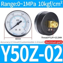에어 레귤레이터 1pcs 공압 공기 압력 게이지 기계식 150psi 14 진공 측정기-30 inhg 압축기 수압계 프레스 게이지 10 bar, y50z-02 0-10kgf